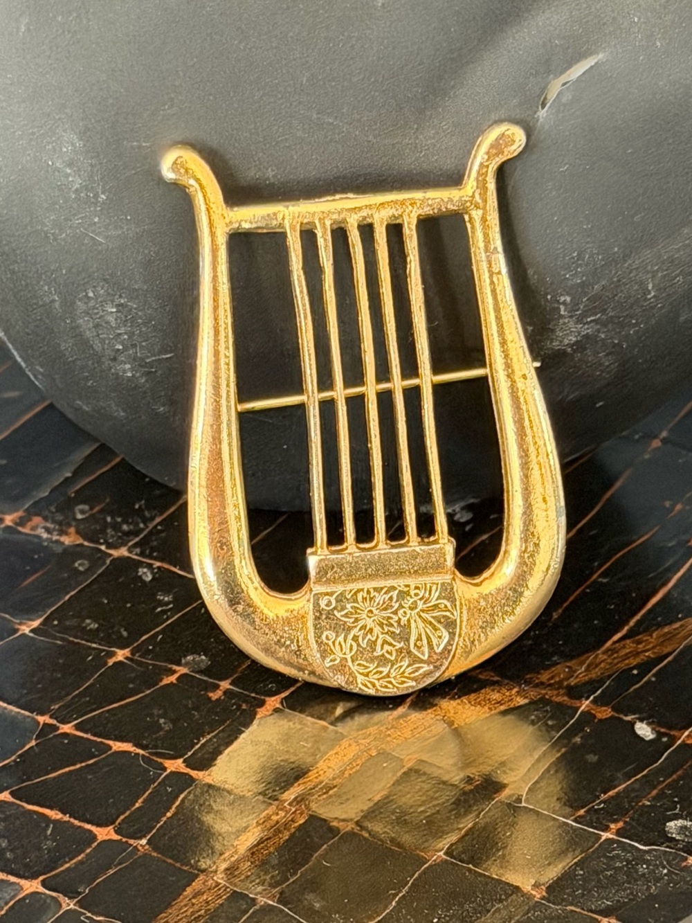 YSL Lyre-Shaped Decorative Brooch